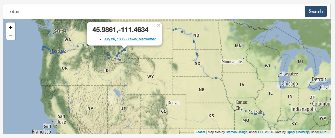 Screenshot of experimental map